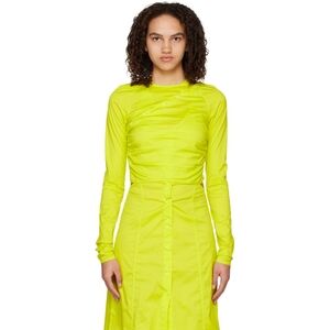 Ganni Yellow Press Stud Blouse